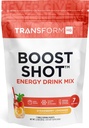 TransformHQ Boost Shot Powder Drink Stick Packets, Strawberry Lemonade, 7 Pack, Energy Supplements für Damen und Herren, mit Koffein, Vitamin B12, B9, B6 & B3