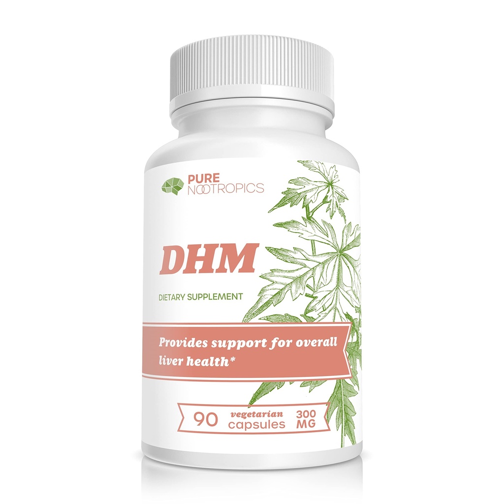 Pure Nootropics Dihydromyricetin (DHM) 300 mg Kapseln | Hovenia Dulcis Extract | 90 Veg Cap Value Pack | Unterstützung Lebergesundheit | Nach Alkoholunterstützung | Party Smart