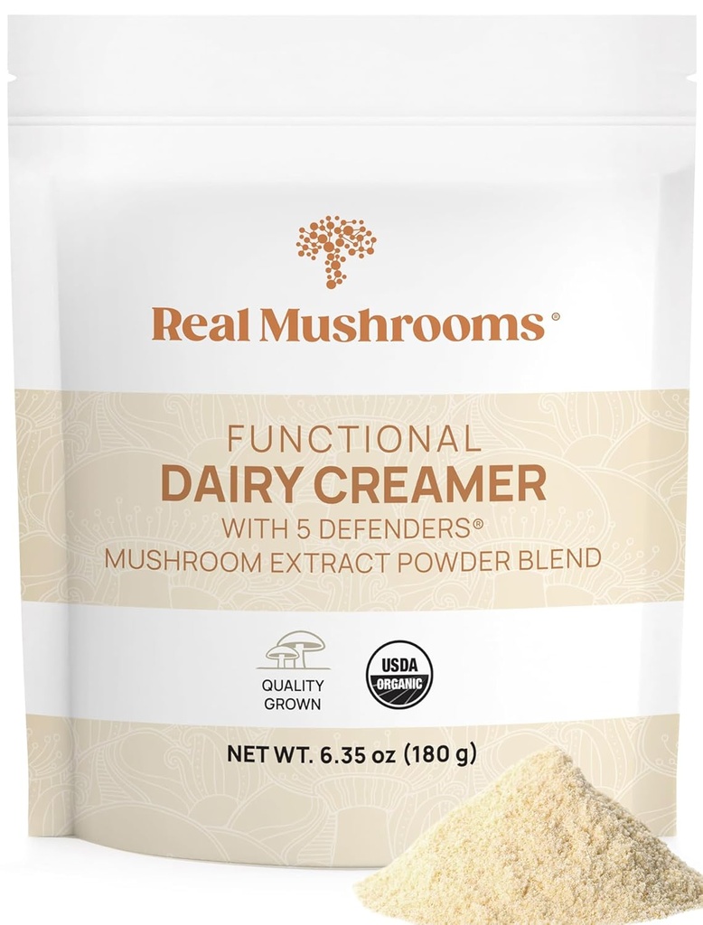 Echte Pilze Funktionaler Milchcreme mit Pilzextrakten – mit Bio Lucuma & Maple Powder – Functional Organic Cream – 90 Servierungen, Tee, Smoothie & Kaffee Creamer Pulver