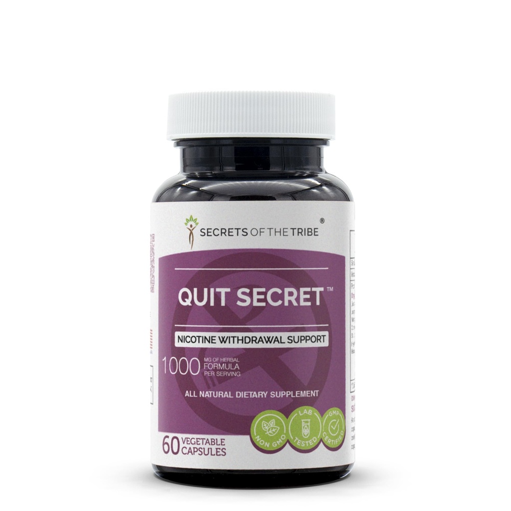 Secrets de la tribu - Quitter Secret, soutien de retrait de la nicotine, mélange de supplément à base de plantes (60 capsules)