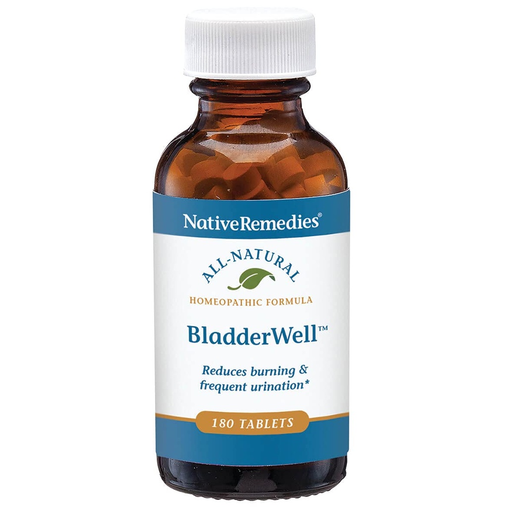 Native Heilmittel BladderWell Tabletten - Natürliche homöopathische Formel für Brennen und häufige Urination - unterstützt Blasengesundheit - 180 Tabletten
