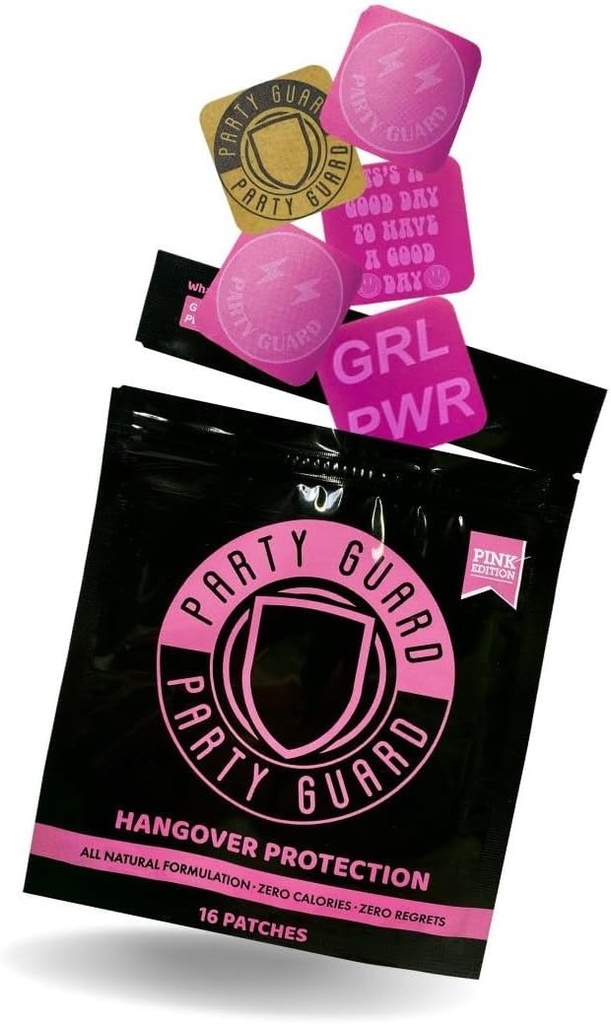 Patches 16 Pack - 100% Natural Party Defense - Enhanced Vitamin Formula - Party & Travel Must Haves | Water Resistant Patches (Pink)