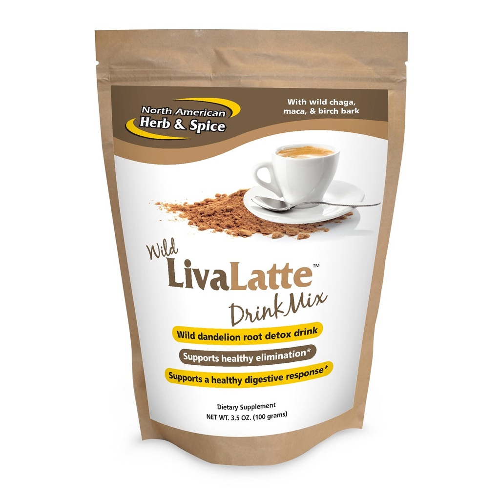 North American Herb & Spice LivaLatte - 3,5 oz. - Chaga, Maca & Birch Bark Drink Mix - Foie sain, Gallbladder et fonction rénale, soutien digestif, santé optimale - Non-OGM - 36 portions