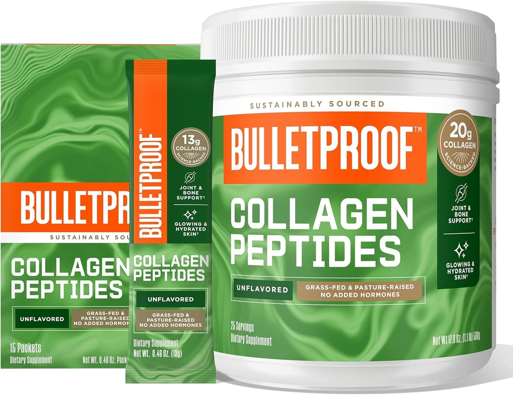 Poudre de protéines de collagène non aromatisée, 18g Protéines, 17,6 Oz, Poudre de protéines de collagène non aromatisée GoPacks, 12g Protéines, 15 Pack, Peptides de collagène gras et acides aminés
