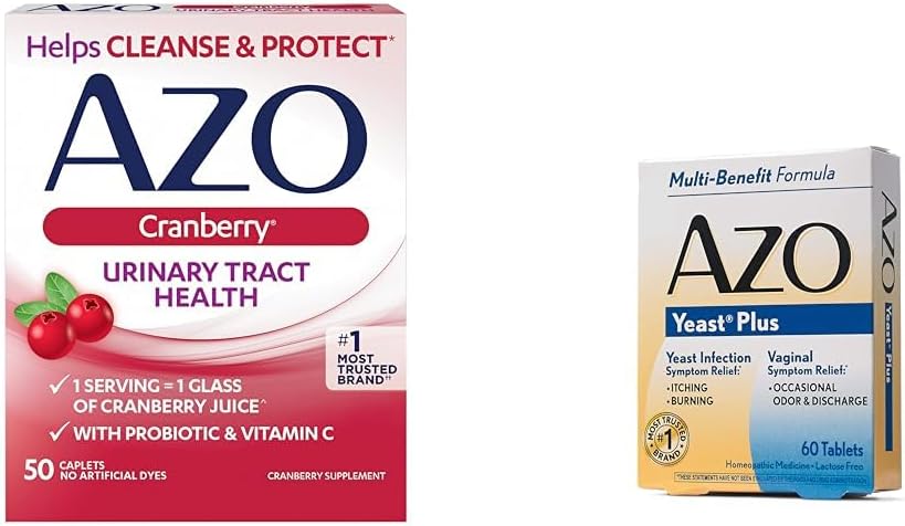 AZO Cranberry Urinary Tract Gesundheit, 50 Graf Hefe Infektion & Vaginal Symptome Relief Tabletten, 60 Zähler