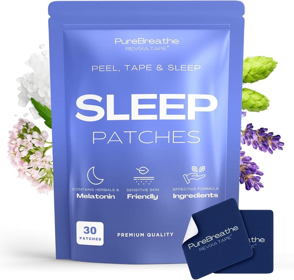 Patchs de Sommeil Premium pour Adultes - 30 Packs de Patchs Mélatonine Extra Strength avec L-Theanine & Ashwagandha - Patch de Sommeil pour Nuits Reposées, Amies de la peau et Confortables - Rapide, Longtemps