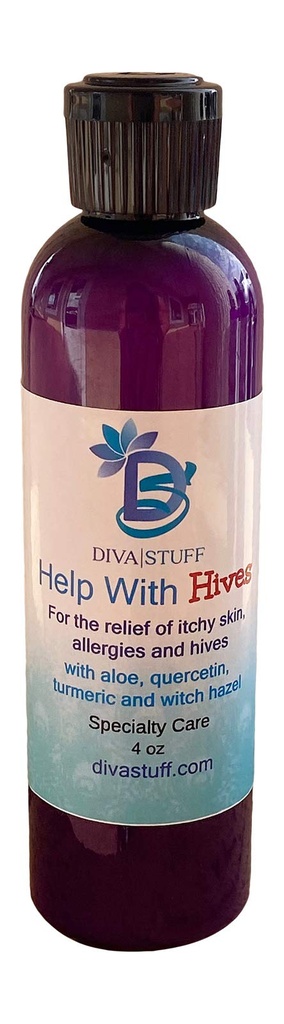 Diva Stuff Aide avec les ruches, pour le soulagement et la prévention des ruches, des ruches, des démangeaisons cutanées, des bouffées de démangeaisons rouges et plus encore. Tous les ingrédients naturels, 4 oz