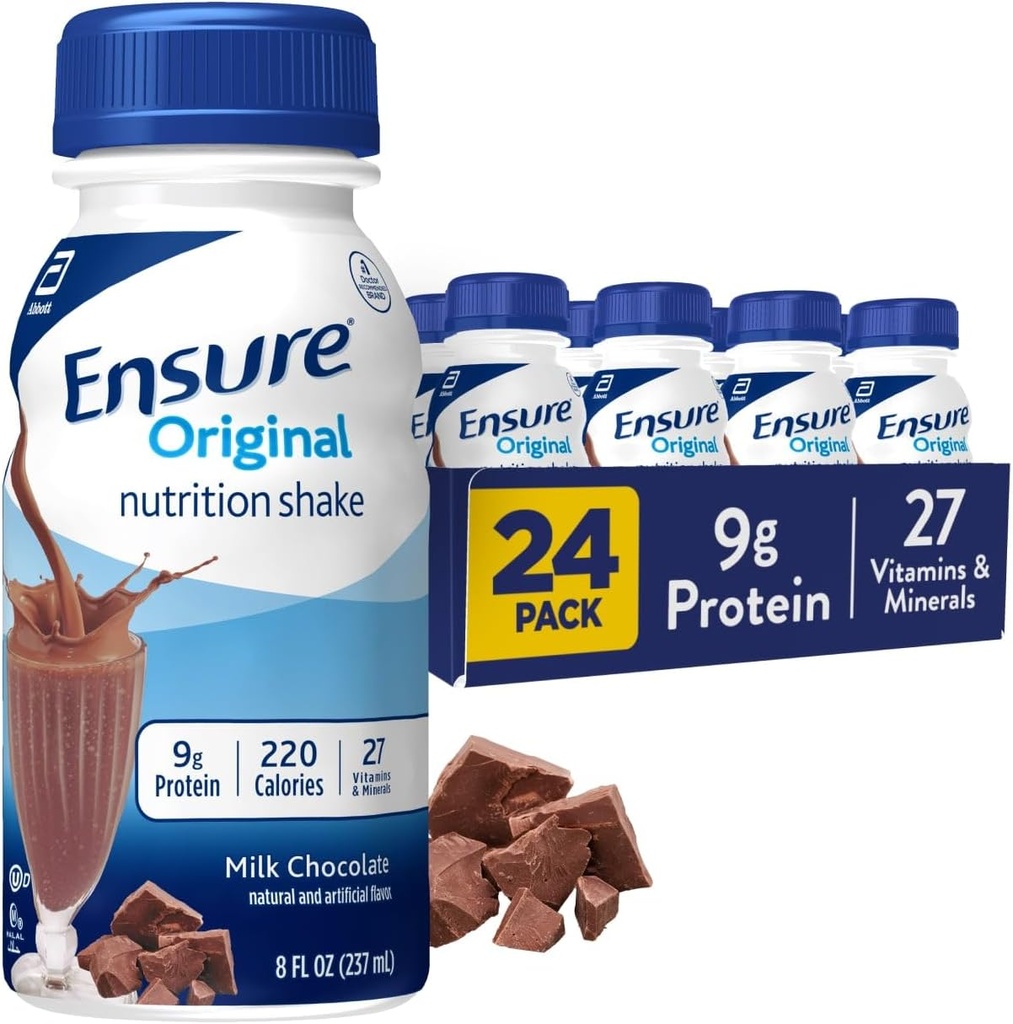 Vergewissern Sie sich Original Milk Chocolate Nutrition Shake | Small Meal Ersatz Shake | Ready to Drink | 9g Protein, 27 Vitamine und Mineralien | 8 fl oz - 24 Pack