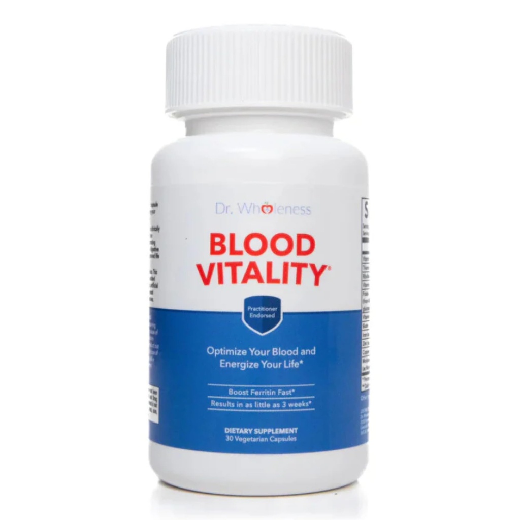 Dr. Wholeness Blood Vitality | Daily Iron/Multivitamin Supplement | Boost Ferritin und Energie, effektivste Eisenergänzung, hohe Potenz, Nicht-Verhalten, keine Übelkeit und Bioverfügbarkeit | 30 Kapseln