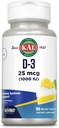 KAL Vitamine D-3 1000 UI ActivMelt Micro-comprimés au citron naturel Fonction immunitaire saine et soutien aux os 100ct