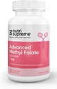 Nutri Supreme Folate de méthyle avancé, Folate très absorbable, 1 Mg, Capsules végétariennes simples par jour, 90 Compte