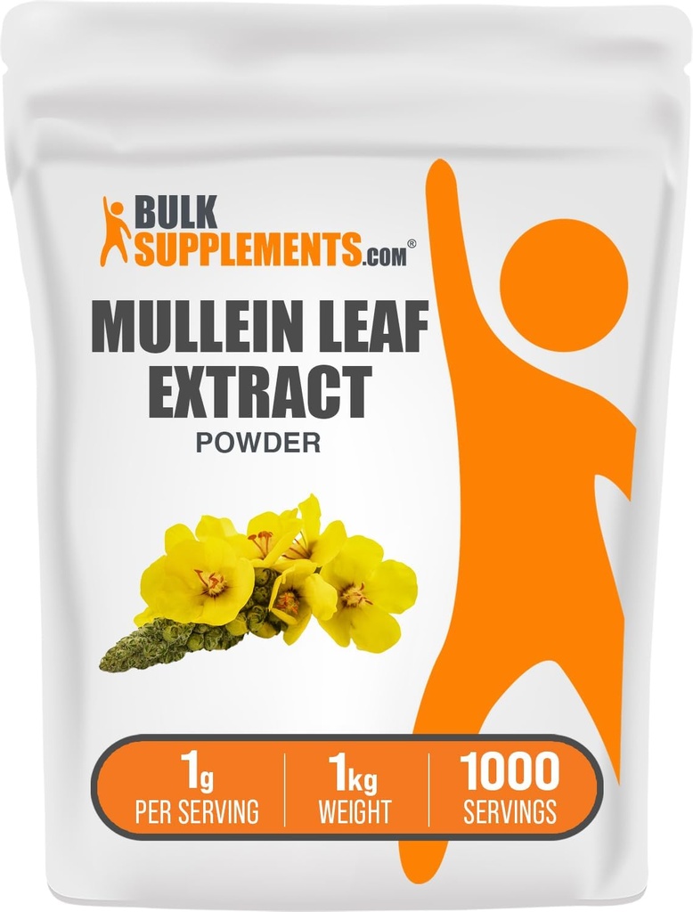 BulkSupplements.com Extrait de feuille de Mullein - Verbascum Thapsus, Supplément de Mullein - Supplément à base de plantes pour le soutien immunitaire - Sans gluten, 1g par portion, 1kg (2,2 lb) (paquet de 1)