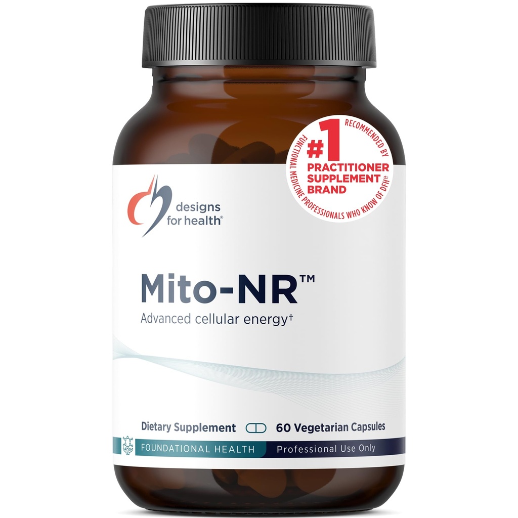 Designs für Gesundheit Mito-NR - Nicotinamid Riboside (NAD Supplement) mit COQ10 + Trans Geranylgeraniol - NR + GG Supplement für Mitochondriale Zellgesundheitsunterstützung (60 Kapseln)