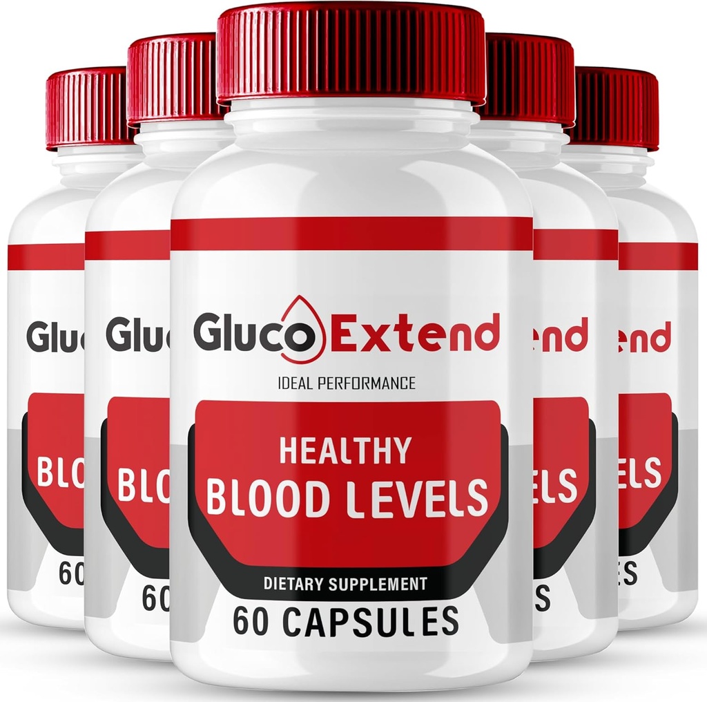 Gluco Extend Capsules, GlucoExtend Support Formula Supplement Pills - Maximum Strength, Gluco Extend Health & Wellness All Natural Formula, Official GlucoExtend Health Capsules Reviews (5 Pack)