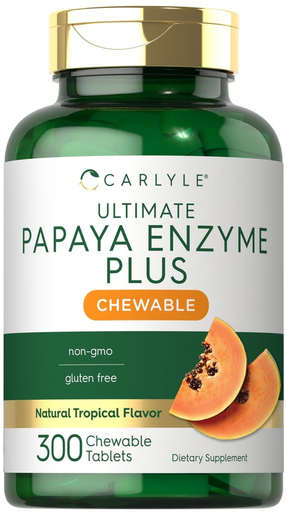 Carlyle Papaya Enzyme Chewable Tablets | Vegetarisch, Non-GMO, Glutenfreie Formel | Tropical Flavor