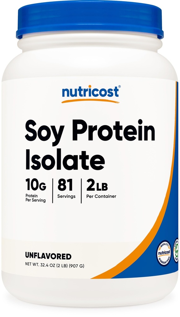 Nutricost Soy Protein Isolate Powder, 2 LB Unflavored - 10 Grams of Protein Per Serving, Vegan, GMO-Free & Gluten Free