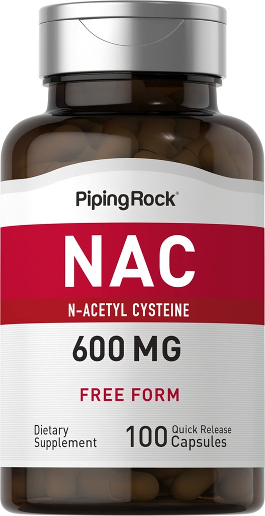 Piping Rock NAC Ergänzung N-Acetyl Cystein | 600mg | 100 Kapseln | Kostenlose Form Pillen | Non-GMO, Glutenfreie Ergänzung