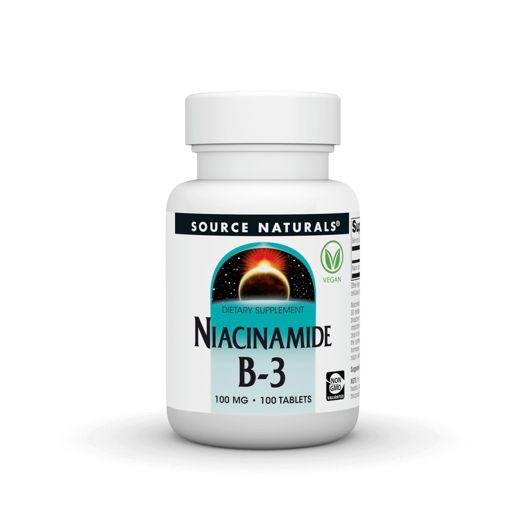 Source Naturals Niacinamide B-3, 100 mg Complément alimentaire - 100 comprimés