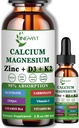 Calcium Magnesium Zink Flüssigkeitstropfen, flüssiges Magnesium Glycinat 500mg Calcium 1000mg mit Vitamin D3,K2,B6,B12,Coq10 für Knochenstärke, Muskelfunktion,6X Stärkere Dan Gummies Kapseln