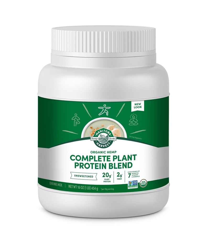 Manitoba Ernte Hanf Ja Bio-Pflanzen-basiertes Protein-Pulver mit 20g kompletter Pflanze, 2g Fiber & 2g Omegas 3&6, Non-GMO, Vegan, Unsweetened, 16 Oz, Verpackung Mai Vary