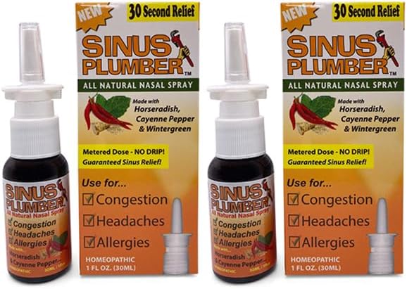 Sinus Plumber Hot Pepper Nasal Spray Congestion Allergy Relief - 2 Flaschen Deal