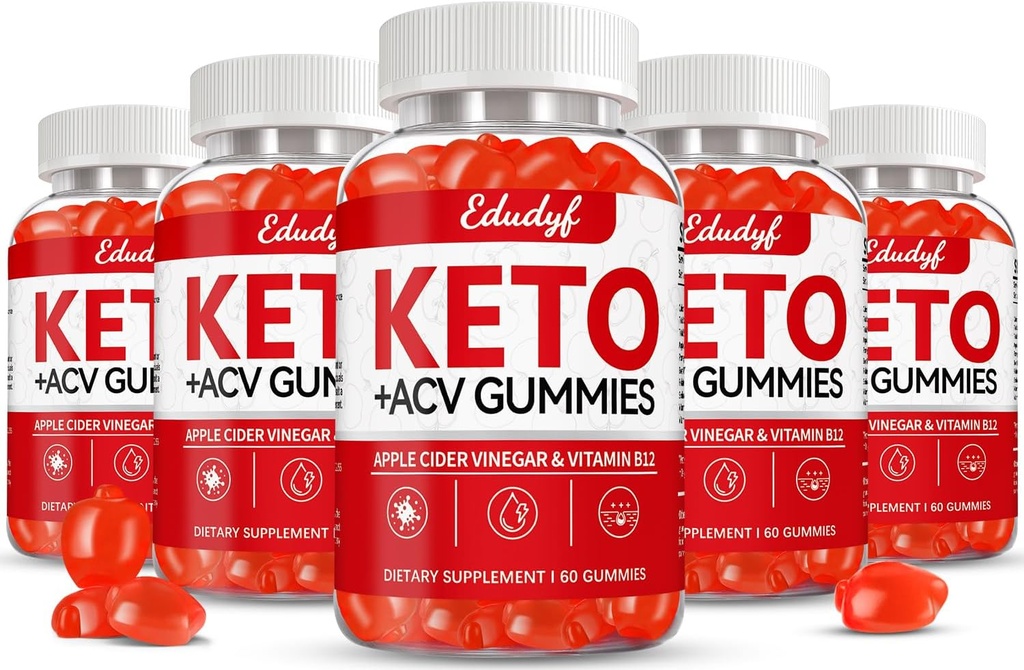 Keto ACV Gummie, Gluten & Sugar Free Apple Cider Essig Beilage für Herren & Frauen - 300 Gummie (1500 mg-5 Pack)