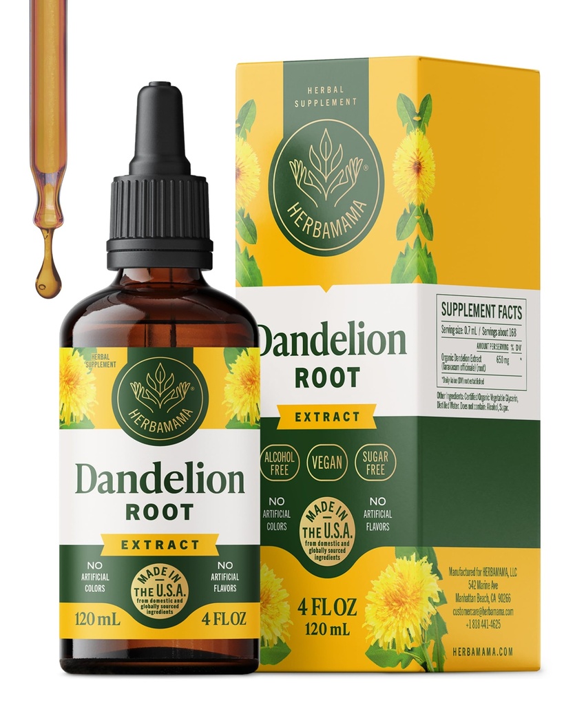 HERBAMA Dandelion Drops - Vegan Liver Cleanse mit Dandelion Root Extract - Non-GMO, Alkohol & Sugar-Free Liquid Liver Support Supplement - 56-Day Supply