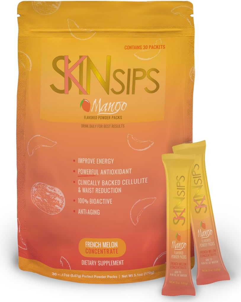 Skin Health & Energy Boost Drink Mix- Sugar Free, SOD B (TM), Antioxidantien aus französischem Melon Konzentrat, On The Go Stick Packs, Mango, 10 Pack