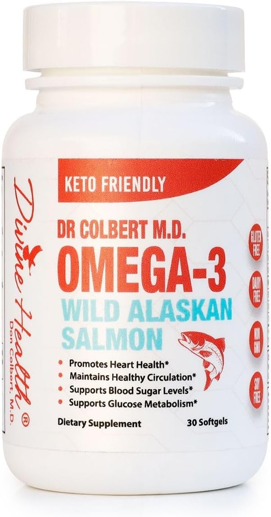 Dr.Colbert's Wild Alaskan Salmon Omega-3 mit natürlichen Quellen von Omega-3, DHA & EPA - Formuliert von Dr. Don Colbert