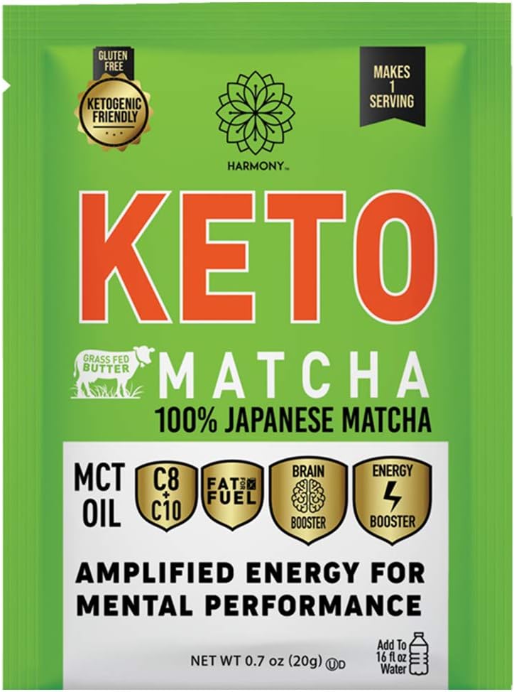 Harmonie, Keto Matcha, Pure Japanese Matcha, um Energie und Psychische Leistung zu verstärken, Instant Drink Mix Packet, 68mg Koffein pro Servierung, 12 Pakete
