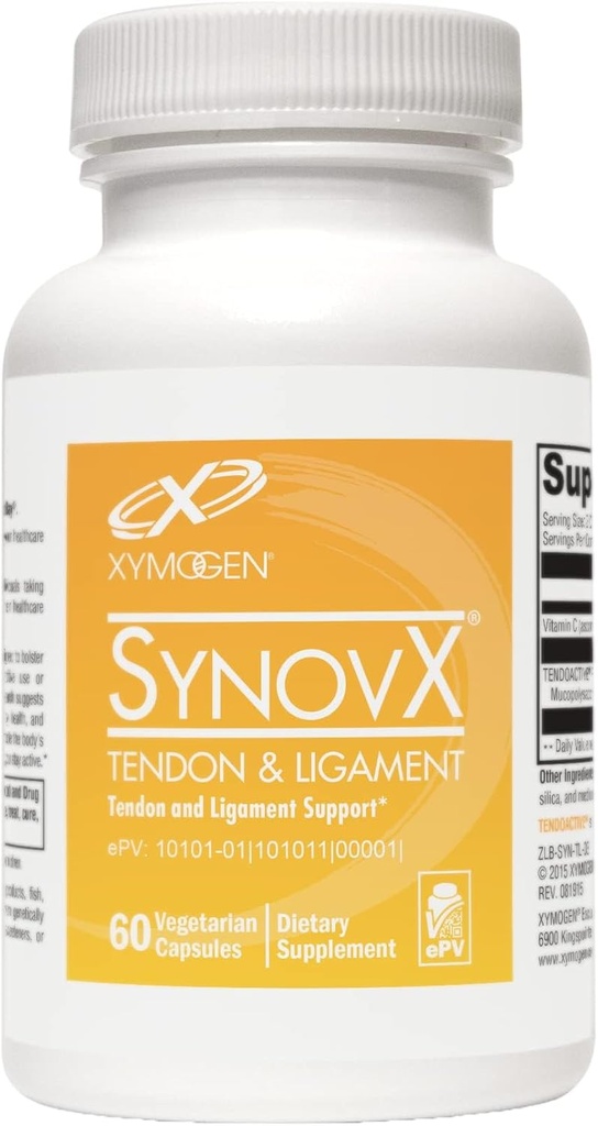 XYMOGEN SynovX Tendon & Ligament - supporte les processus du corps de Tendon & Ligament Comfort & Self-Repair - Mucopolysaccharides & Collagène de type I (60 capsules)