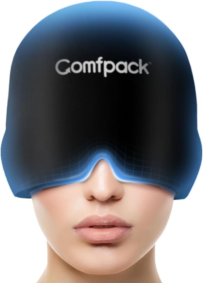 Migraine Relief Cap, Vollkopf Kaltkompress Soft Stretchy Kopfschmerzen Relief Cap für Spannung, Sinus, Stress Relief, Hangover Ice Hat, Puffy Eyes, Geschenke für Migraine Sufferers