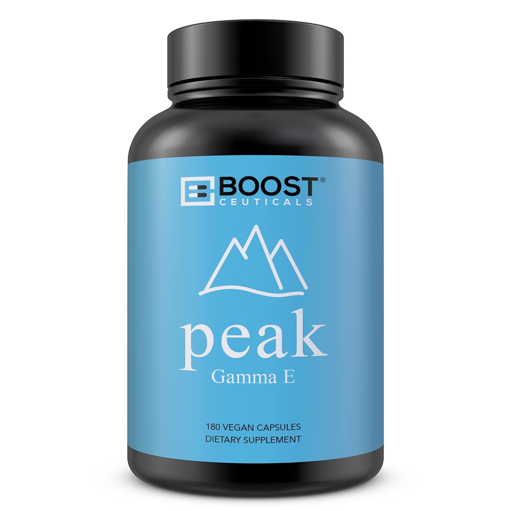 BoostCeuticals Vitamine végétalienne et Gamma Tocophérol 180mg Gamma e Par Serving , Support de l'immunité antioxydante , Non OGM Non Stéarate de magnésium Non Silica Sans gluten 180 Capsules