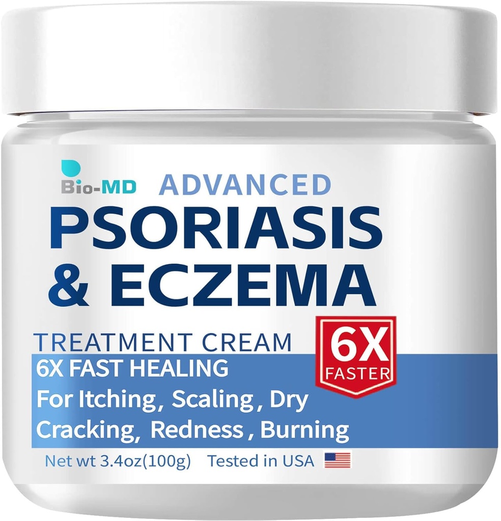 Bio-MD Psoriasis Eczema Cream, Eczema Cream für Erwachsene, Extra Strength Control Reoccurrence, Relieve Symptom of Resistant, Effektiv für Seborrheic Dermatitis, Folliculitis Behandlung