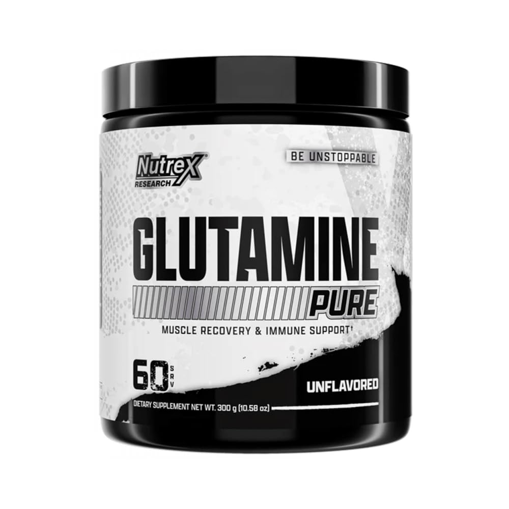 Nutrex Research L-Glutamine Powder Supplement - 60 portions - Pure Sans saveur, sans OGM et sans gluten.