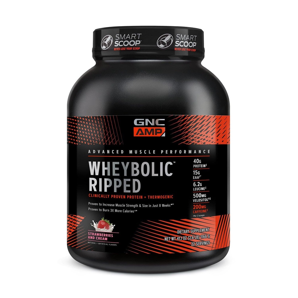 GNC AMP Ripped Wheybolic - Fraises et crème (22 portions)