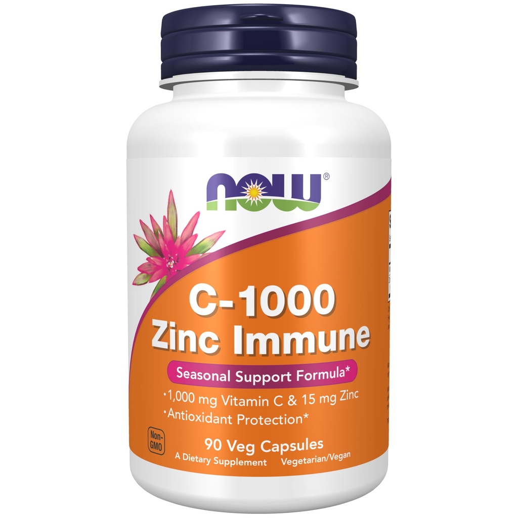NOW Nahrungsergänzungsmittel, C-1000 & Zink-Immun, Saisonale Unterstützung Formel *, Antioxidant-Schutz *, 90 Veg Kapseln