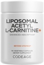 Codeage Liposomal Acetyl-L-Carnitin + Beilage - 500 mg Acetyl-L-Carnitin pro Servierung - 3-Monats-Versorgung, Liposomale Lieferung - Alcar Supplement - L-Carnitin - Non-GMO, Glutenfrei, 90 Kapseln