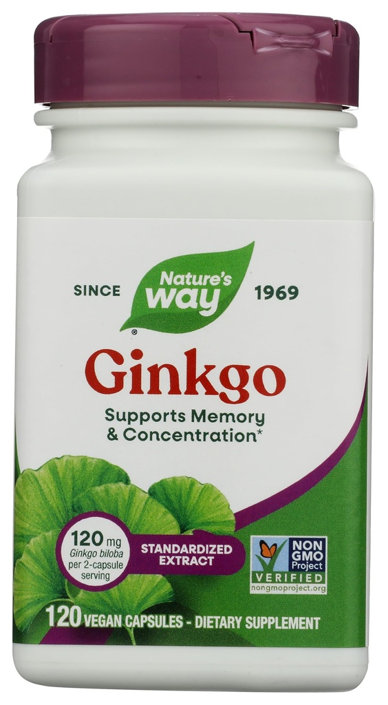 Nature's Way Extrait Premium Ginkgo, Mémoire et Concentration*, 120 Capsules