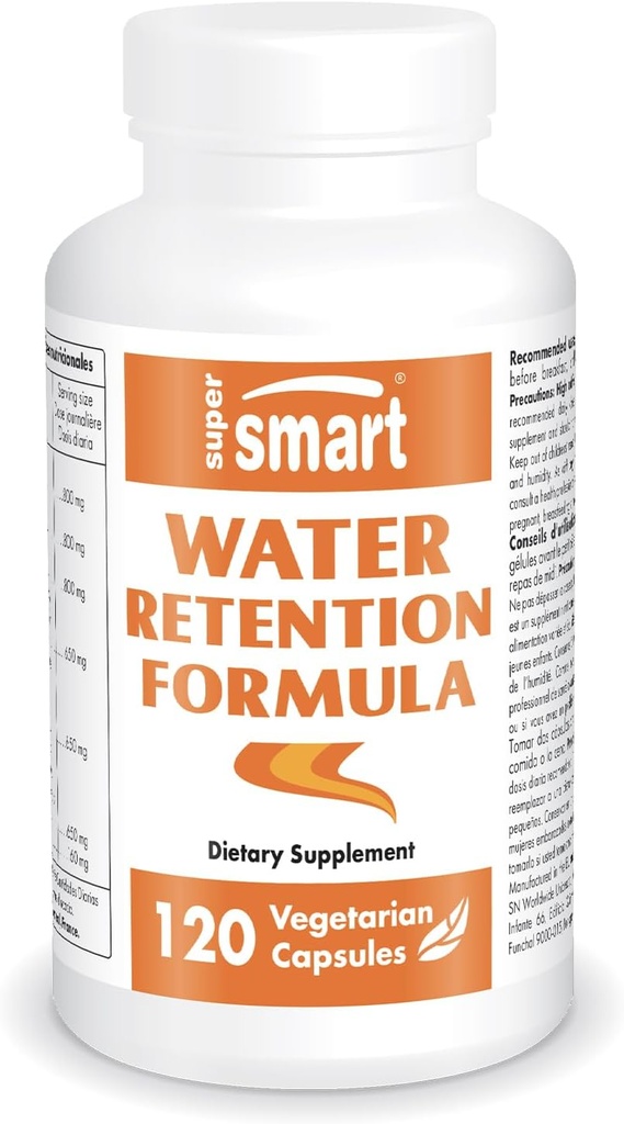 Supersmart - Water Retention Formulation (Advanced Complex) - with Dandelion, Guarana, Caffeine, Betalains - Natural Lymphatic Drainage Supplement | Non-GMO & Gluten Free - 120 Vegetarian Capsules