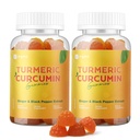 Kurkuminische Curcumin-Gummien mit schwarzem Pfeffer 2 Packung, Kurkuma und Ingwer Ergänzung für Immungelenk-Unterstützung, Zucker freie Ginger-Gummi für Entzündung Vegan