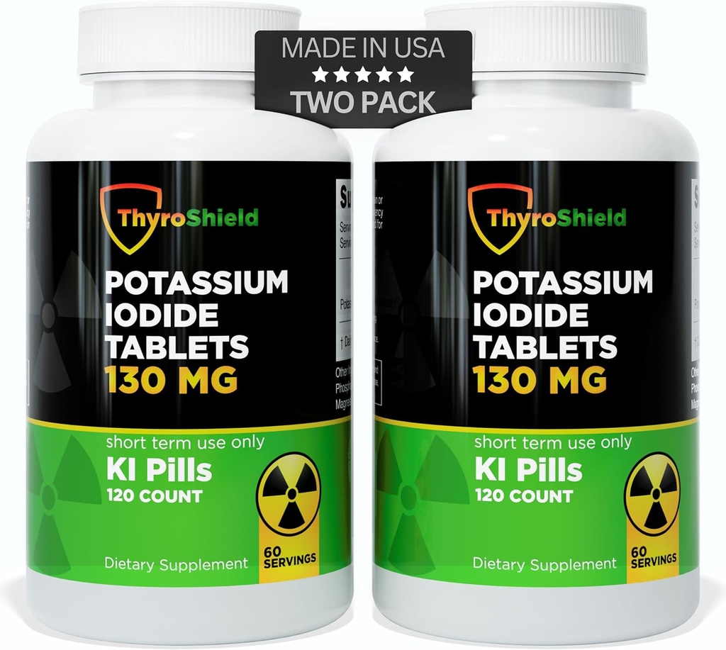 Kalium-Iodide Tabletten - 130 mg Iodine Tabletten für Strahlung Exposition | USA Hergestellte nukleare Fallout Pillen KI Pillen YODO Naciente 120 Tabletten (2 Packung)