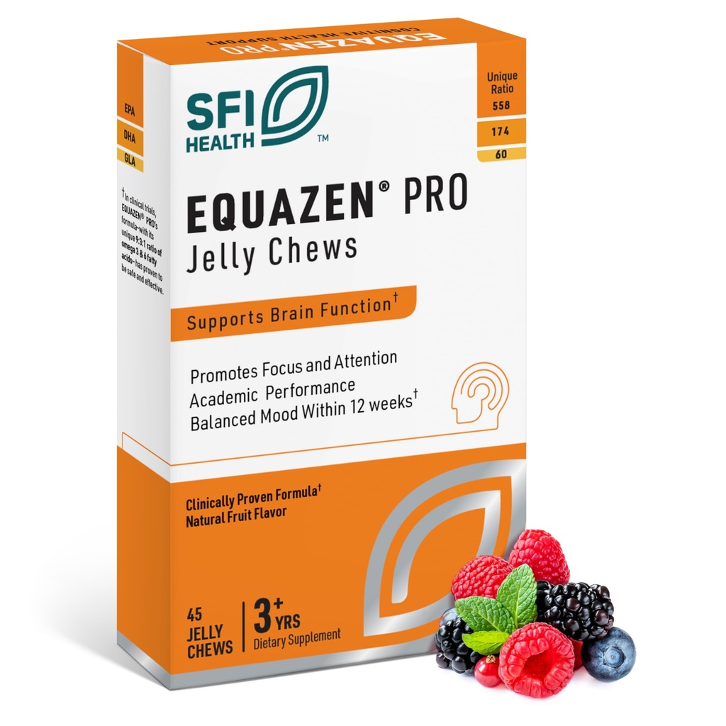 Equazen Pro SFI Health Fish Oil Jelly Chews - Omega 3 & Omega 6 für Kinder & Jugendliche - EPA, GLA & DHA für Kindermood, Memory & Focus Support - Optimiert für Bioverfügbarkeit & Absorption (45 Jelly Chews)