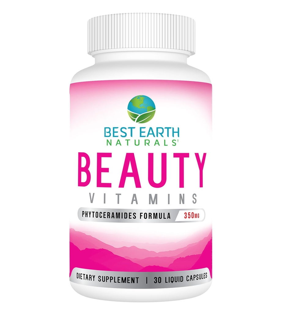 Meilleures Vitamines de beauté naturelles de la Terre Pilules de phytocéramide - Supplément de soutien hydratant de la peau avec acide alpha lipoïque et plus pour aider à promouvoir la peau hydratée - 30 Compte