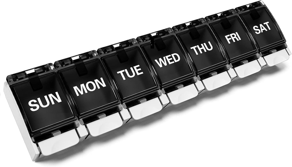 BUG HULL Pill Organizer leicht zu öffnen, Wöchentliche Pille Box Arthritis Freundlich, Große Medizin Pill Organizer, Pillen Fall, Pillenbehälter, Pillenhalter, Schwarz
