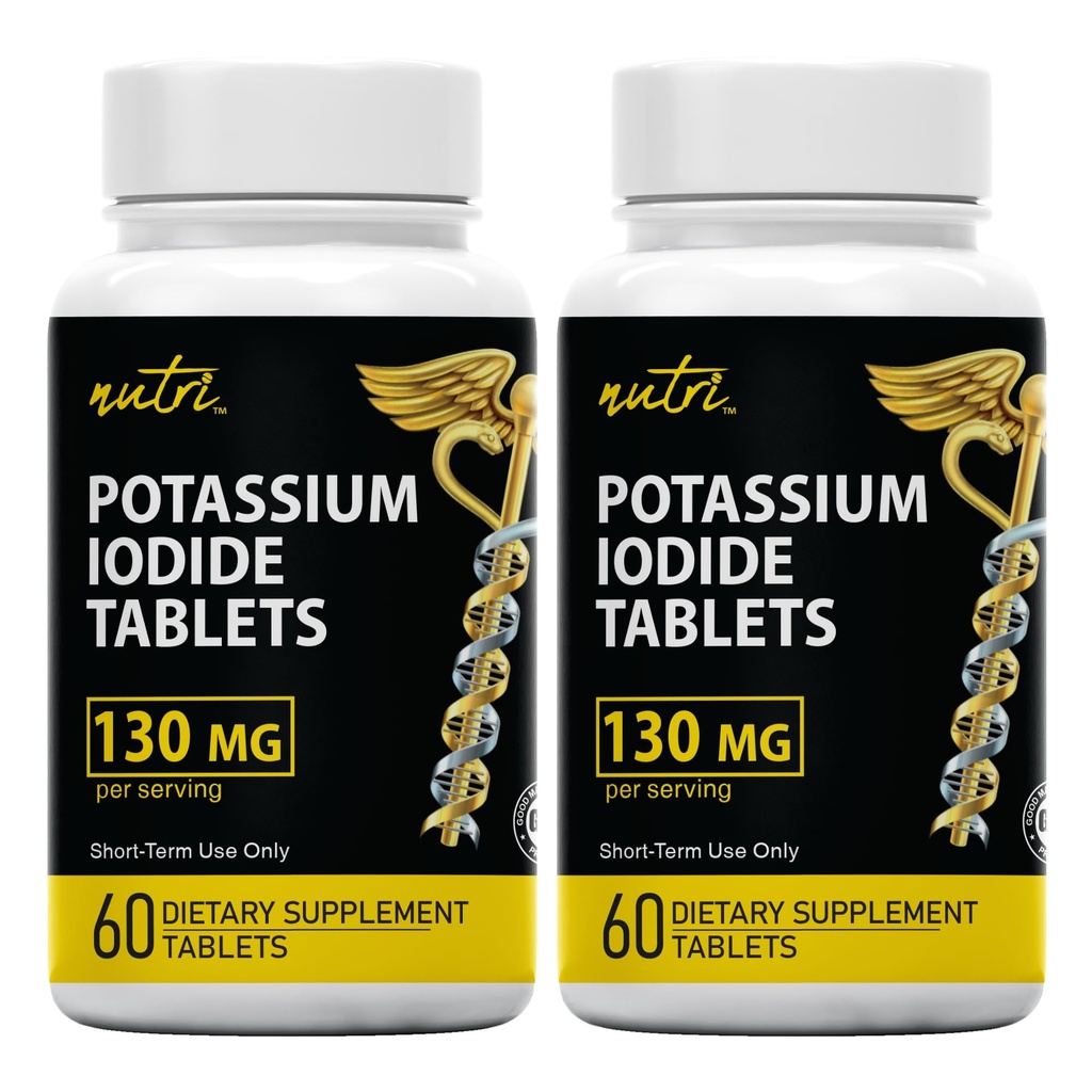 Nature's Fusions Kalium Iodide Tabletten (Pack von 2) 130mg - 120 Tabletten EXP 10/2032 - YODO Naciente - KI Pillen - Yoduro de Potasio