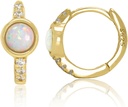 14K Vergoldet 925 Sterling Silber Erstellt Weiß Opal Huggie Hoop Ohrringe