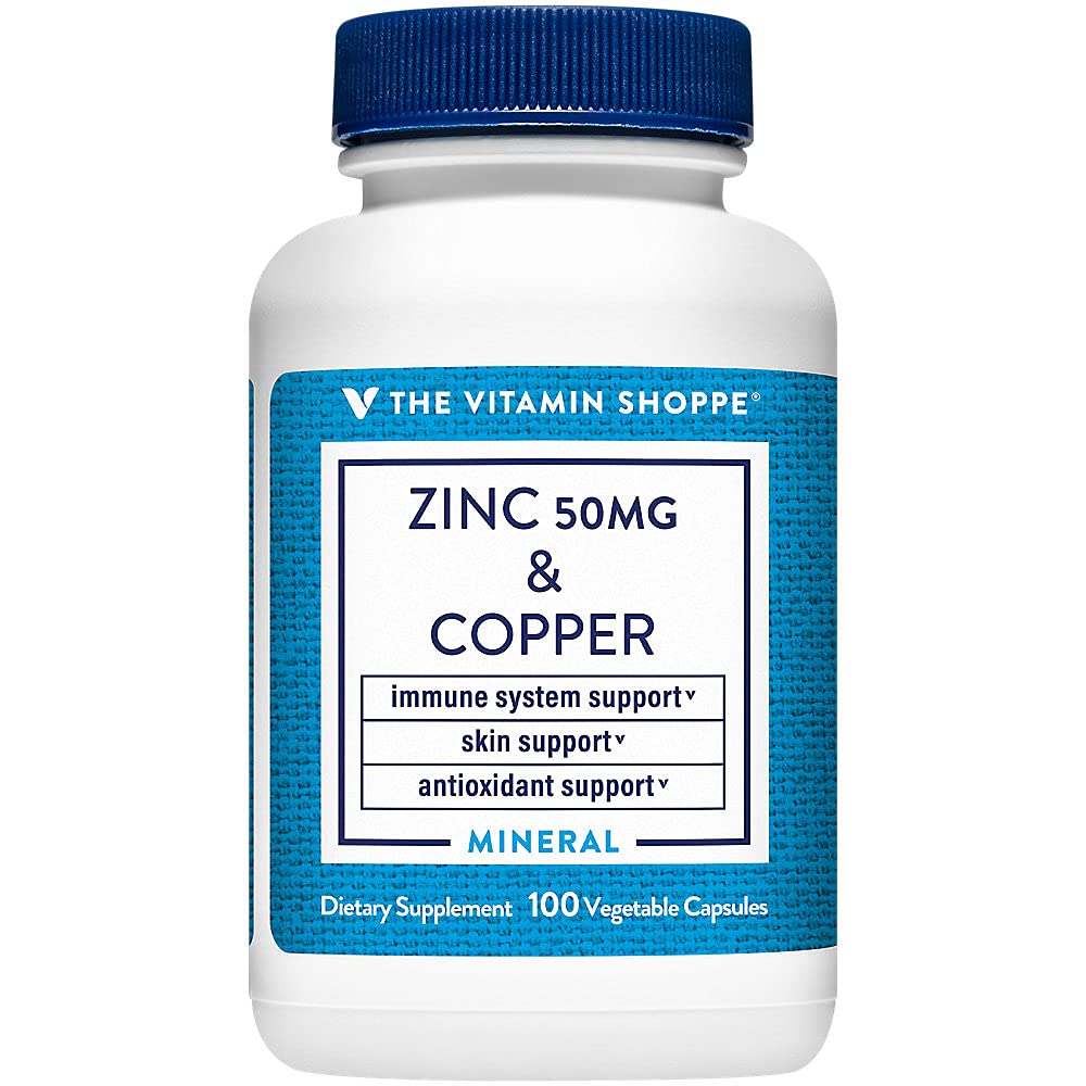 Le zinc avec du cuivre - soutient la santé immunitaire - 50 MG (100 capsules végétariennes)