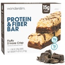 Wonderslim High Fiber Protein Bars, Fluffy S'more Crisp | 15g Protein, 8g Fiber | Low Sugar, Low Carb | Gesunde Indulgence | Zufriedenheit, unterstützt Energie & On-the-Go Convenience, 7 Pack