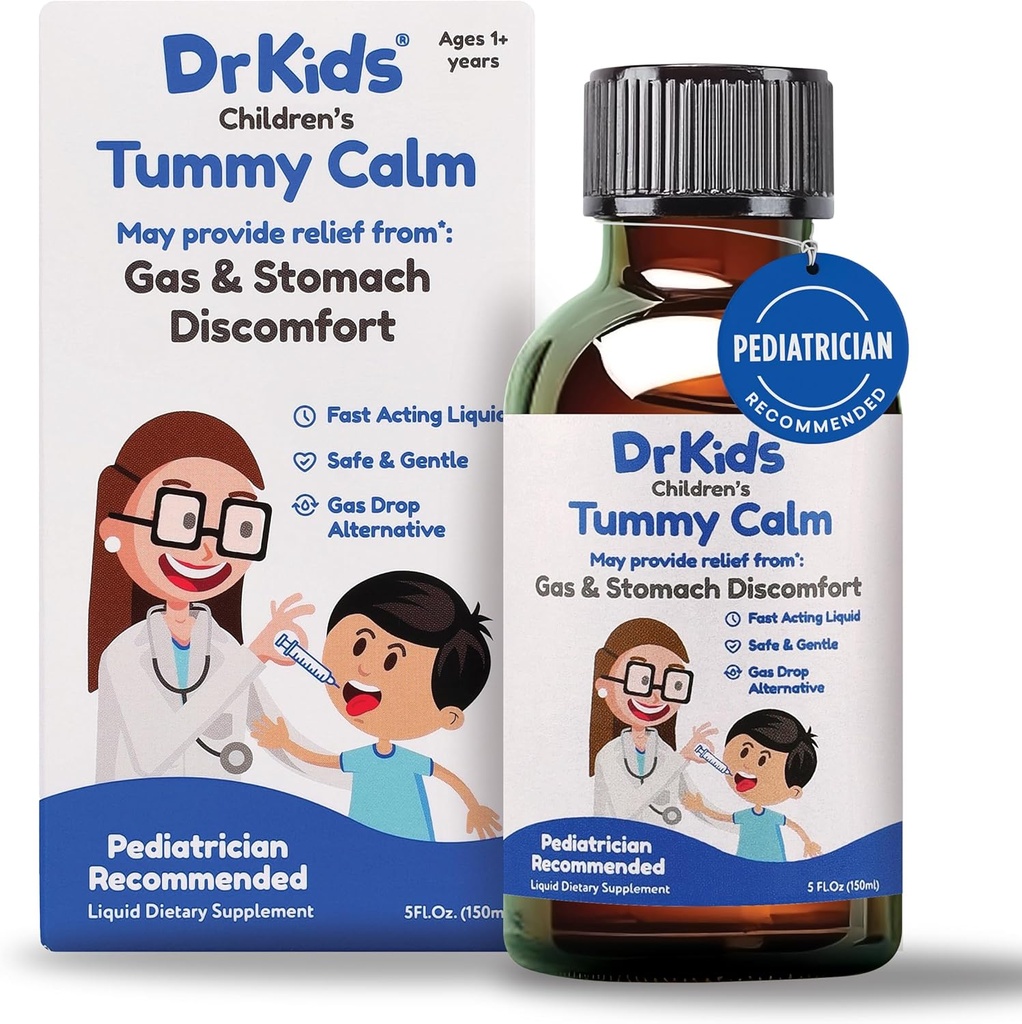 Tummy Calm Dr. Kinder Kinder Gasentlastung & Upset Stomach Unterstützung, alternative Gastropfen für Neugeborene & Kinder, sichere &amp; sanfte Mundlösung, Natural Constipation Relief, 5 Fl Oz (Pack von 1)